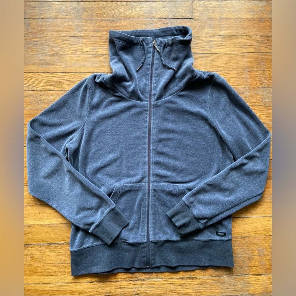 CALVIN KLEIN Performance Grey Funnel Neck Full Zip Sweater Ladies sz XL